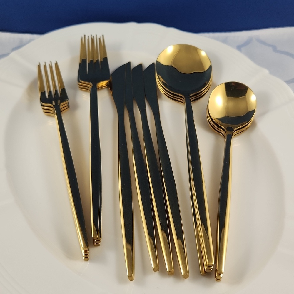 Elegant Golden Stainless Steel 20-pce Cutlery Flatware Silverware Set - Picture 4 of 10